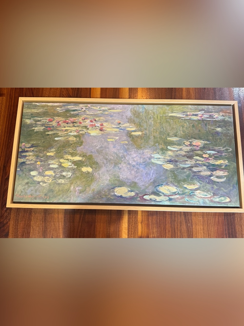 24” x 12” new framed artwork reproduction of Water Lillies (1919)by Claude Monet